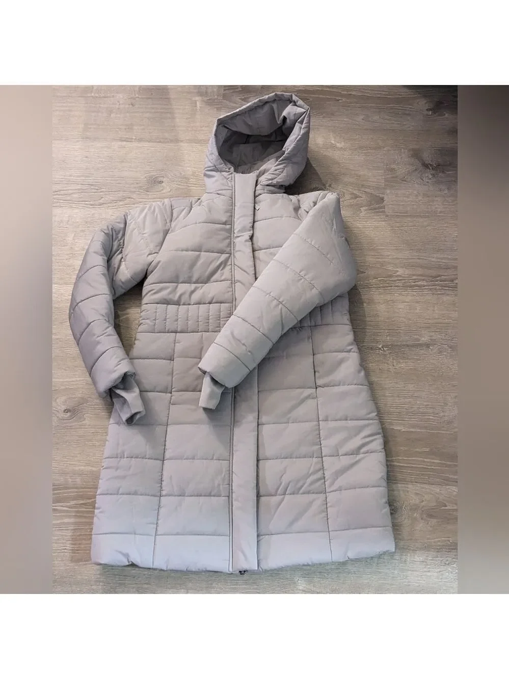 Zuda gray long puffer coat size XS